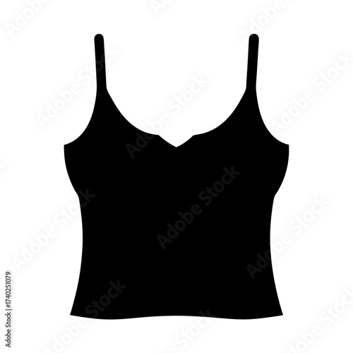 Black camisole top silhouette with vneck and thin straps for women