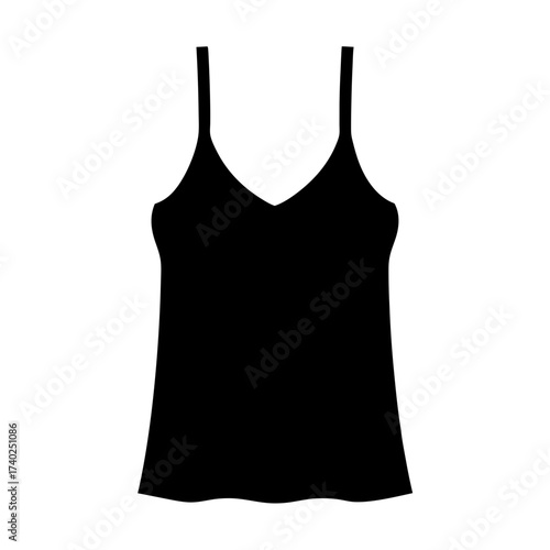 Simple Black Camisole Tank Top Illustration for Fashion and Design Use
