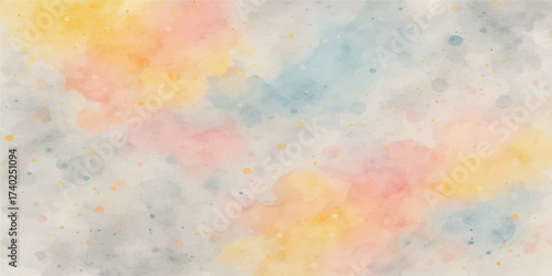 Abstract orange and yellow fire watercolor texture on old paper with artistic grunge pattern for a vintage design illustration backdrop