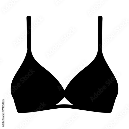 Elegant black bra icon with minimalist design and comfortable support