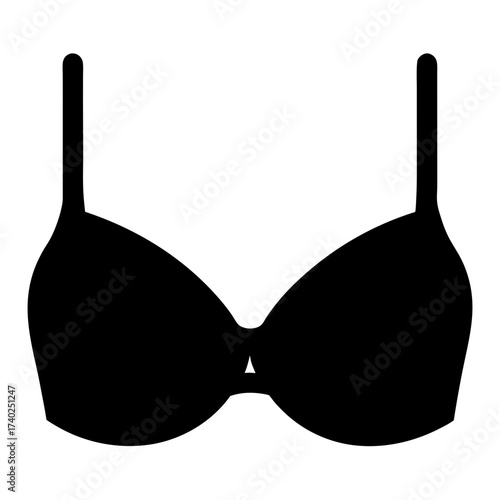 Simple vector bra illustration showcasing a classic undergarment design in black