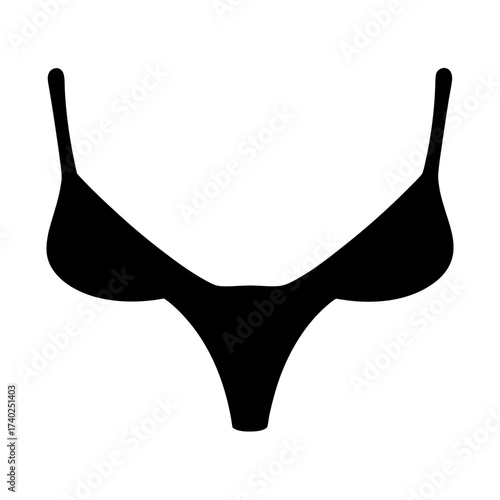 Black silhouette of a woman's bikini swimwear set for sunbathing