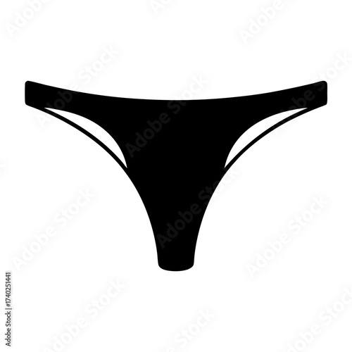 Minimalist black bikini bottom, a simple graphic representation, swimwear elegance