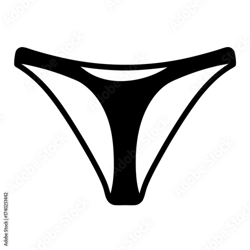 Minimalist bikini bottom design in stark black and white, suitable for design elements