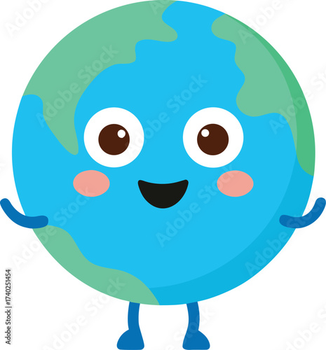 cute cartoon globe mascot 3d style illustration on transparent background