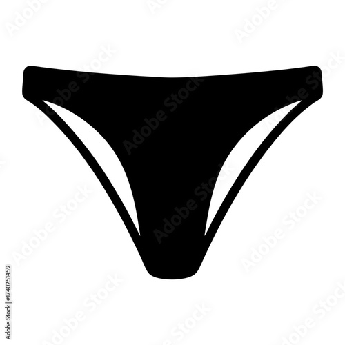 Black silhouette illustration of a bikini bottom against a white background