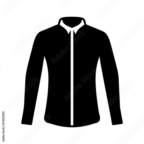 Black long sleeved shirt icon with white collar and placket