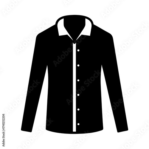 Black and white long sleeve button down shirt with collar vector