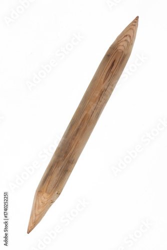 pointed wooden stake stick isolated on white background
