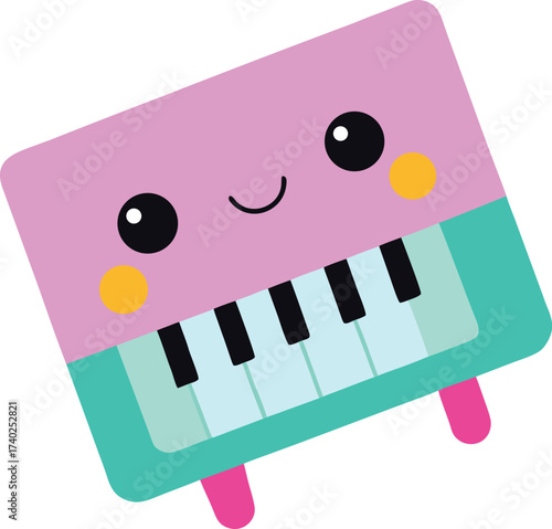 cute cartoon keyboard mascot kawaii style illustration on transparent background