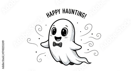 Cute ghost character celebrating Halloween  