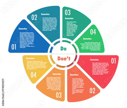 Do dont circle chart infographic template trendy style for presentation, start up project, business strategy, theory basic operation, logic analysis. Venn diagram vector 10 eps