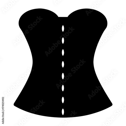 Black corset vector graphic with a series of buttons down the middle
