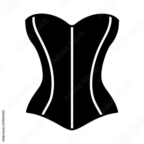 Classic black and white corset silhouette illustration highlighting vintage lingerie and fashion