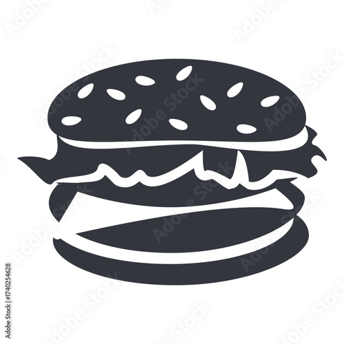 Vector Basic Black Icon Cheeseburger
