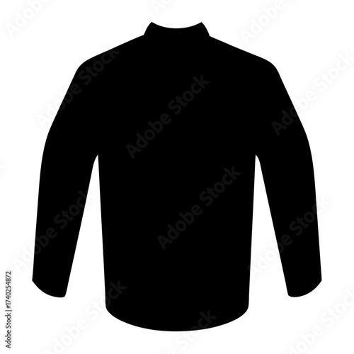 A minimalist black silhouette of a long sleeved shirt with collar