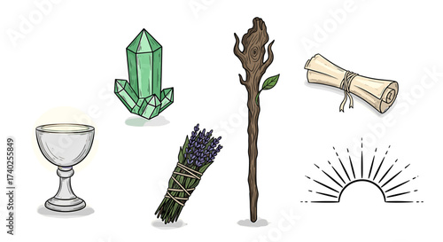 Enchanting magical elements for spiritual practice and divination readings