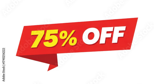 75 off discount tag isolated on transparent background