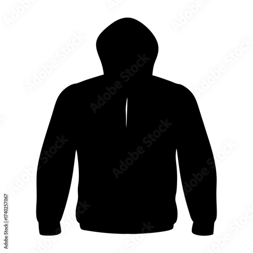 Black hooded sweatshirt silhouette perfect for creating fashion designs templates and patterns