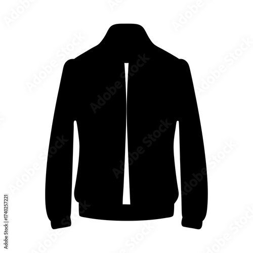 Simple black jacket rear view silhouette with a contemporary design element