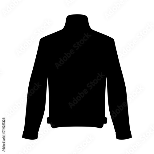 Black Silhouette of a Long Sleeved Jacket with High Collar and Cuffs