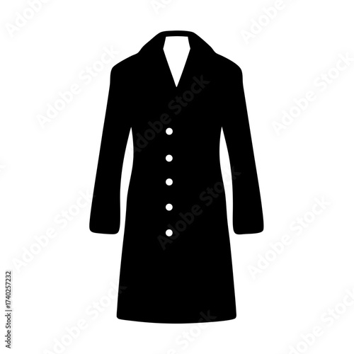 Black Coat with Buttons Illustration for Fashion and Design Projects