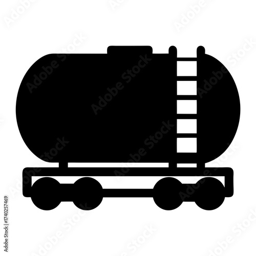Silhouette of a tank car with ladder for transporting liquids by rail