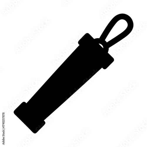 Black cylinder with a loop, resembling a container or holder