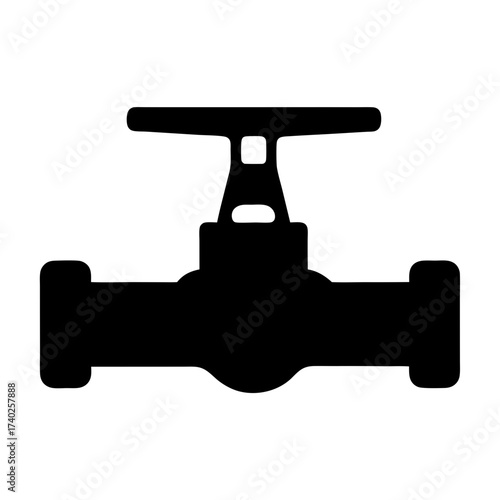 Silhouette of a industrial pipeline valve used to control the flow of fluid