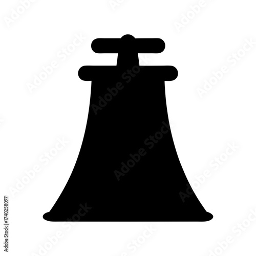 Stylized Black Silhouette of a Nuclear Cooling Tower for Power Generation
