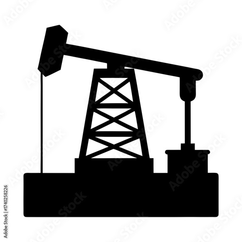 Silhouette of an Oil Pumpjack extracting crude oil from the ground, Energy Industry