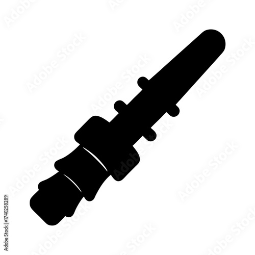 Detailed black silhouette illustration of a common spark plug component structure