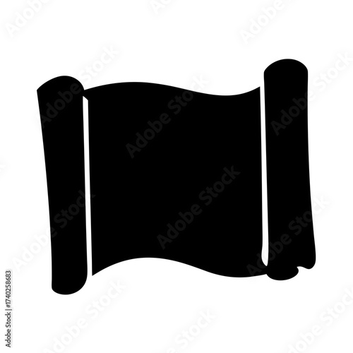 A black scroll with two cylindrical ends, representing ancient document or message