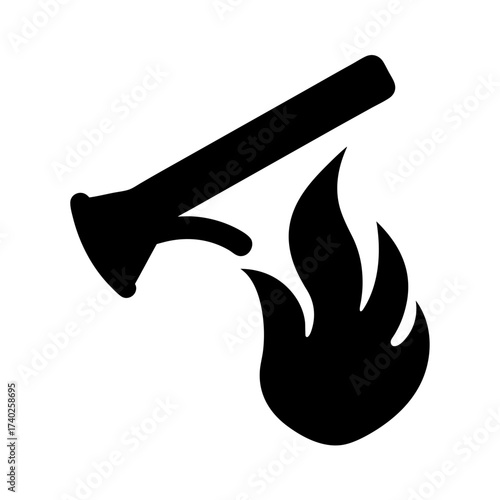 Black and white chemical reaction with pouring substance igniting into flame