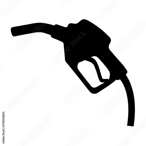 Detailed silhouette representation of a gas pump nozzle against a white backdrop