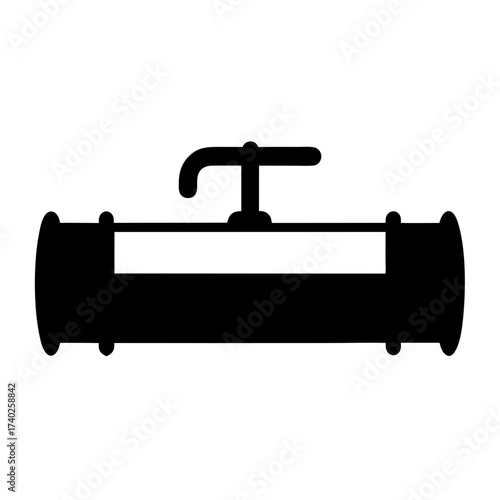 Abstract industrial valve apparatus in bold black and white contrast design