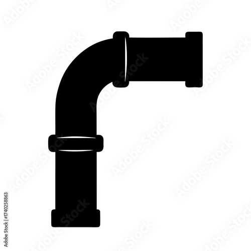 Silhouette of a 90 degree pipe fitting joint for plumbing systems