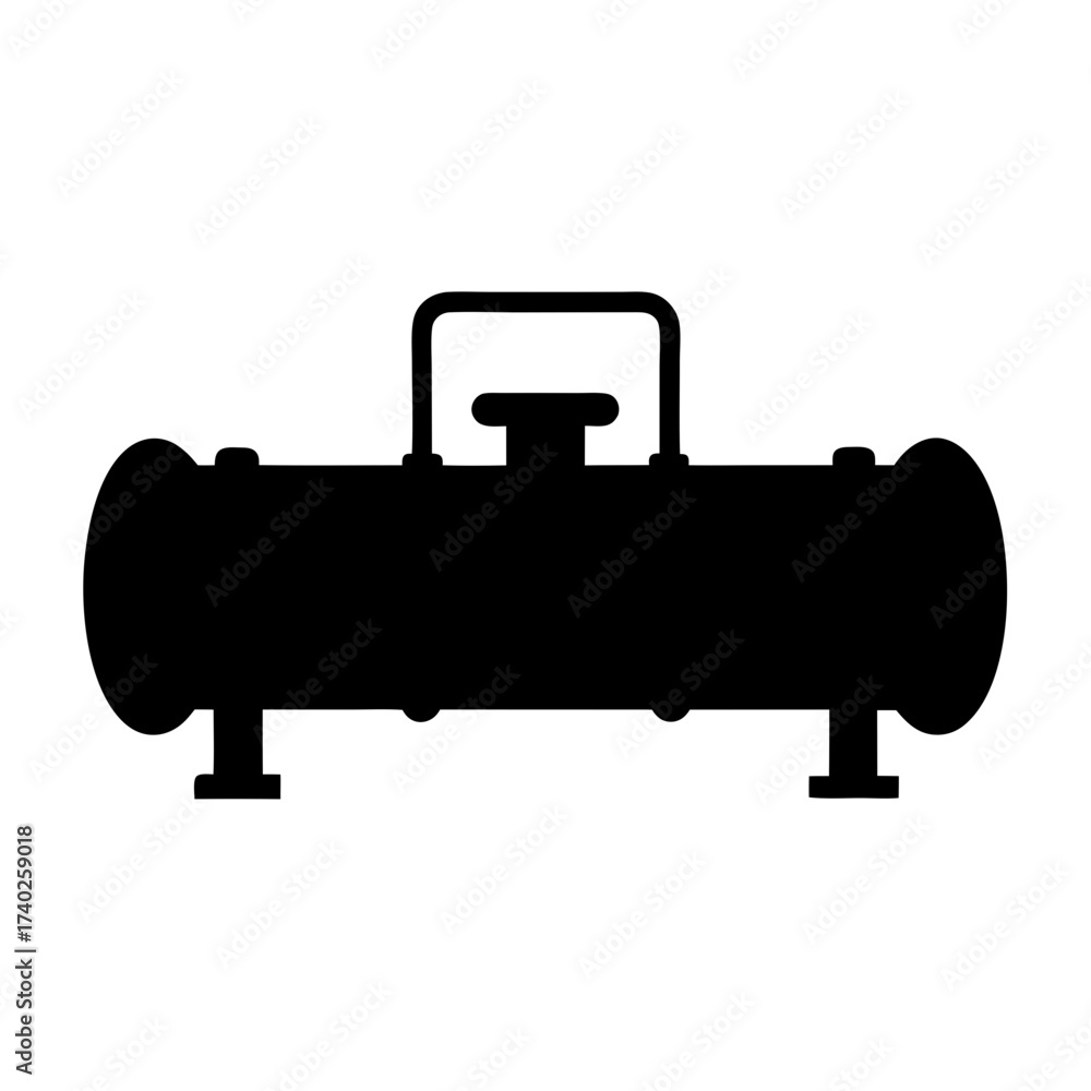 Naklejka premium Detailed silhouette illustration of a large horizontal cylindrical industrial storage tank