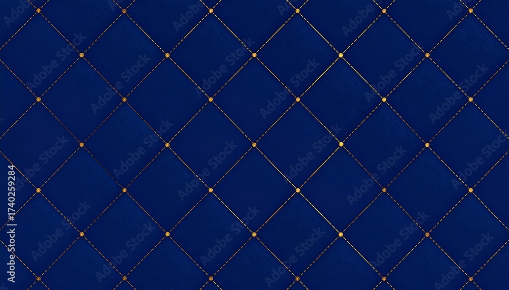 Fototapeta premium Elegant Blue and Gold Diamond Patterned Texture, Perfect for Backgrounds and Designs