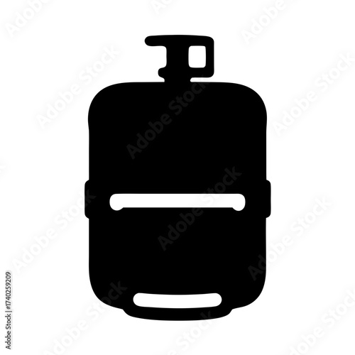 Black silhouette of a propane gas tank used for camping and grilling