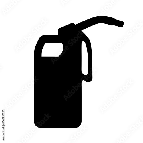 Black silhouette of a gasoline can with a curved nozzle and handle