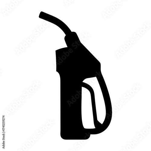 Black silhouette of a gas pump nozzle on a white background