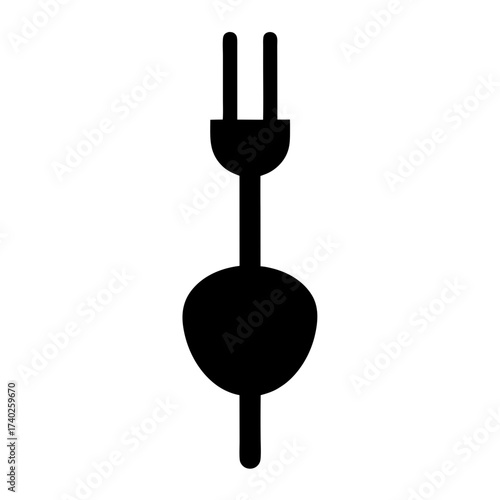 Stylized power plug illustration in bold black and white minimalist design
