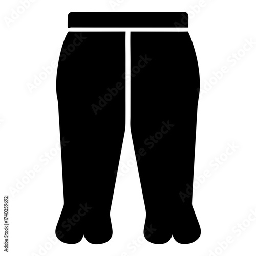 Silhouette of stylized swim trunks or trousers with unique leg design