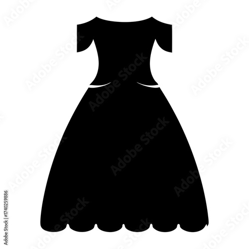 Elegant silhouette of a vintage ball gown or formal evening dress