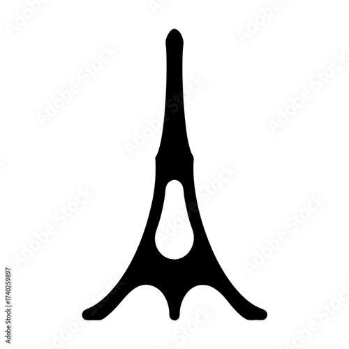 Minimalist black Eiffel Tower outline representing French architecture and Parisian landmarks