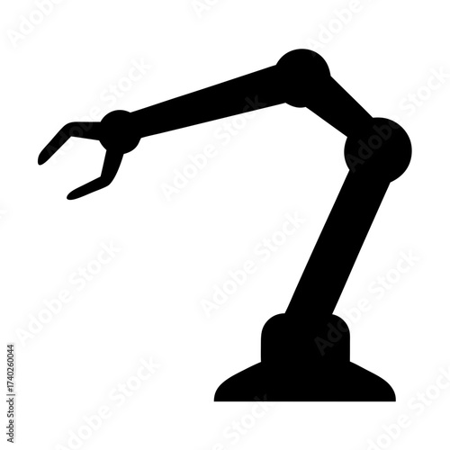 Illustration of a black robotic arm on a white background in vector