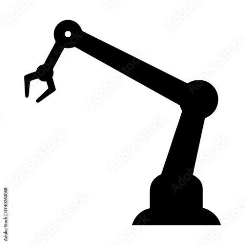 Black Industrial Robotic Arm Reaching Out, Ready to Perform Assembly Operations