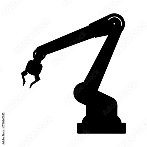 Industrial robotic arm black silhouette representing automation and manufacturing technology