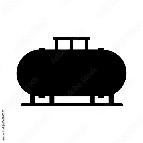 A Simple Black Silhouette of a Propane or Gas Storage Tank